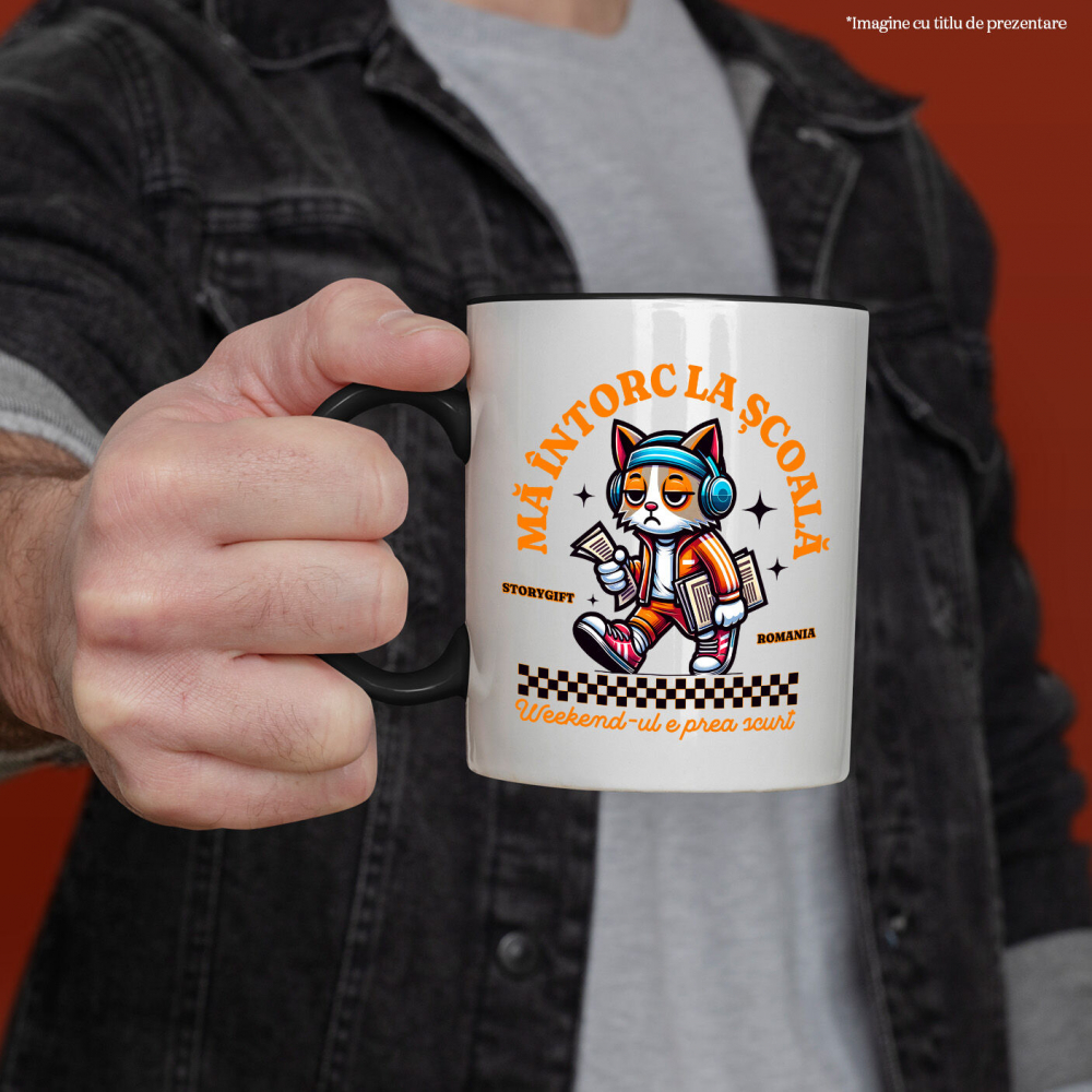 Cana Personalizata Pisică Supărată și Extenuată cu Ținută Hip Hop | Întoarcerea la Școală [2]