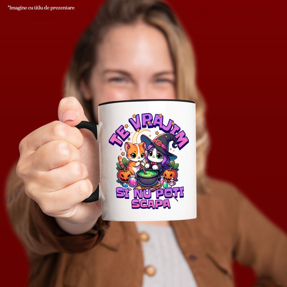 Cana Personalizata Pisici Vrăjitoare cu Poțiune Magică | Cadou Halloween Personalizat | Decor Tematic Halloween [2]