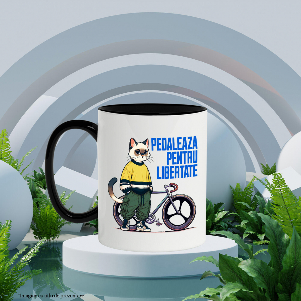 Cana Personalizata Pisică Modernă pe Bicicletă – Design Haios pentru Cadouri Personalizate [3]
