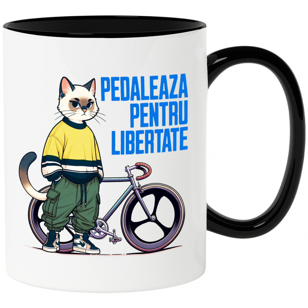 Cana Personalizata Pisică Modernă pe Bicicletă – Design Haios pentru Cadouri Personalizate [1]