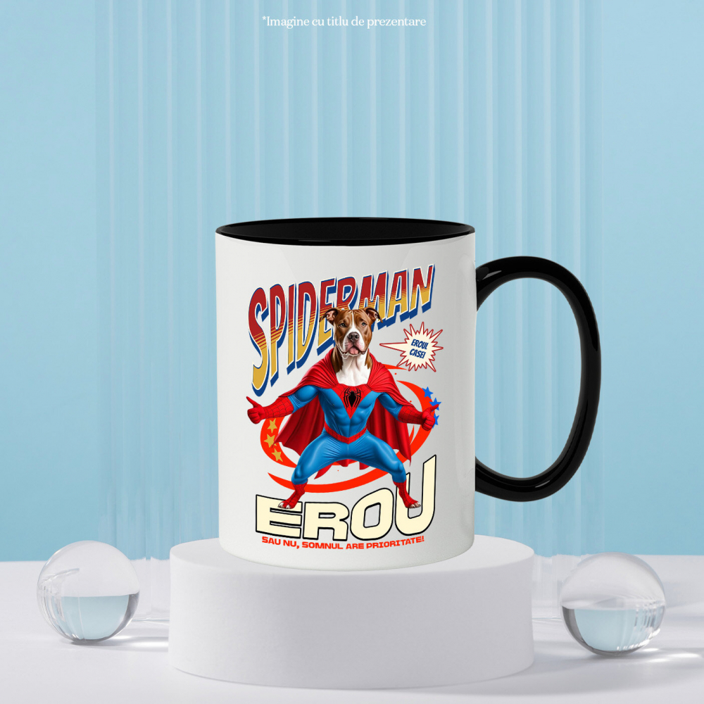 Cana Personalizata Pitbull în Costum Spider-Man - Cadou Personalizat pentru Copii și Familie [3]