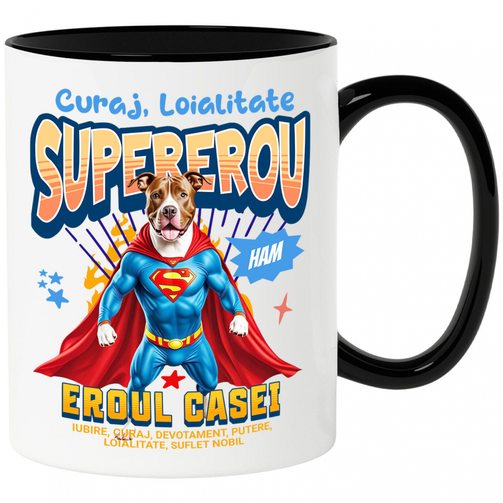 Cana Personalizata Pitbull în Costum de Superman – Produse Personalizate pentru Familie și Copii [1]