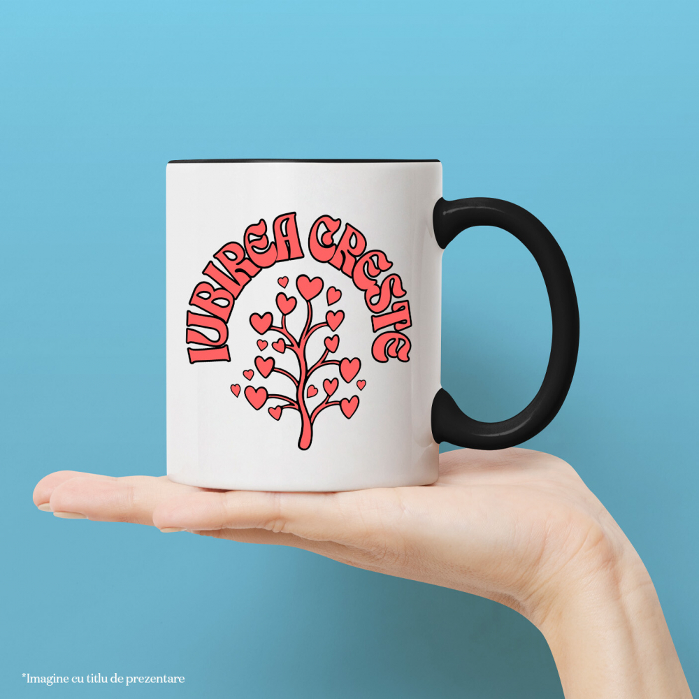 Cana Personalizata „Pom Cu Inimioare - Cadou Personalizat „Iubirea Crește” pentru Familie, Copii și Prieteni de Valentine's Day” [2]