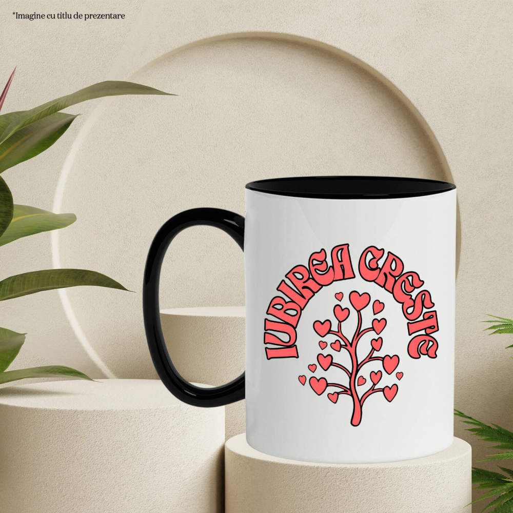 Cana Personalizata „Pom Cu Inimioare - Cadou Personalizat „Iubirea Crește” pentru Familie, Copii și Prieteni de Valentine's Day” [3]