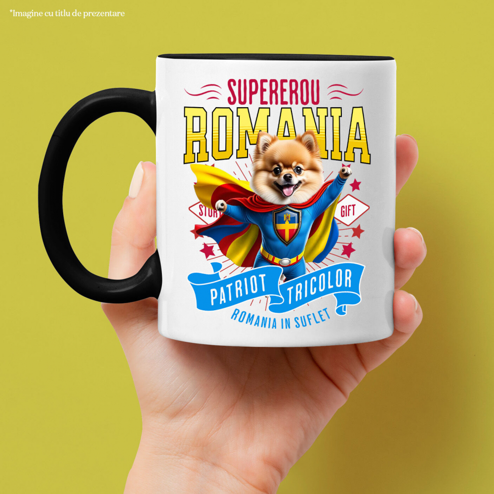 Cana Personalizata Pomeranian În Costum de Căpitan România - Cadouri Personalizate pentru Iubitorii de Animale [2]