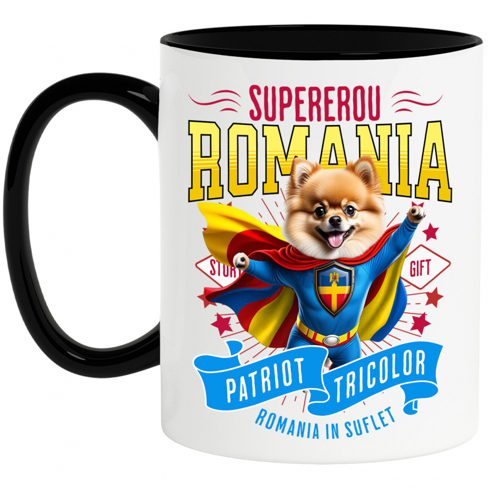 Cana Personalizata Pomeranian În Costum de Căpitan România - Cadouri Personalizate pentru Iubitorii de Animale [1]