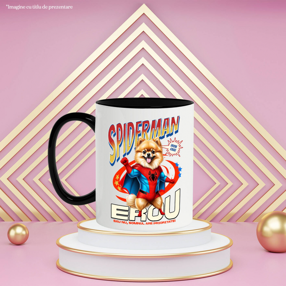 Cana Personalizata Pomeranian în Costum Spider-Man - Cadou Personalizat pentru Copii și Familie [3]