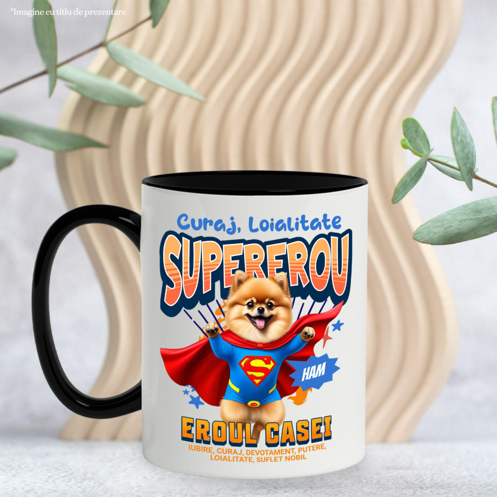 Cana Personalizata Pomeranian și Pisică în Costum de Superman – Produse Personalizate pentru Copii și Familie [3]