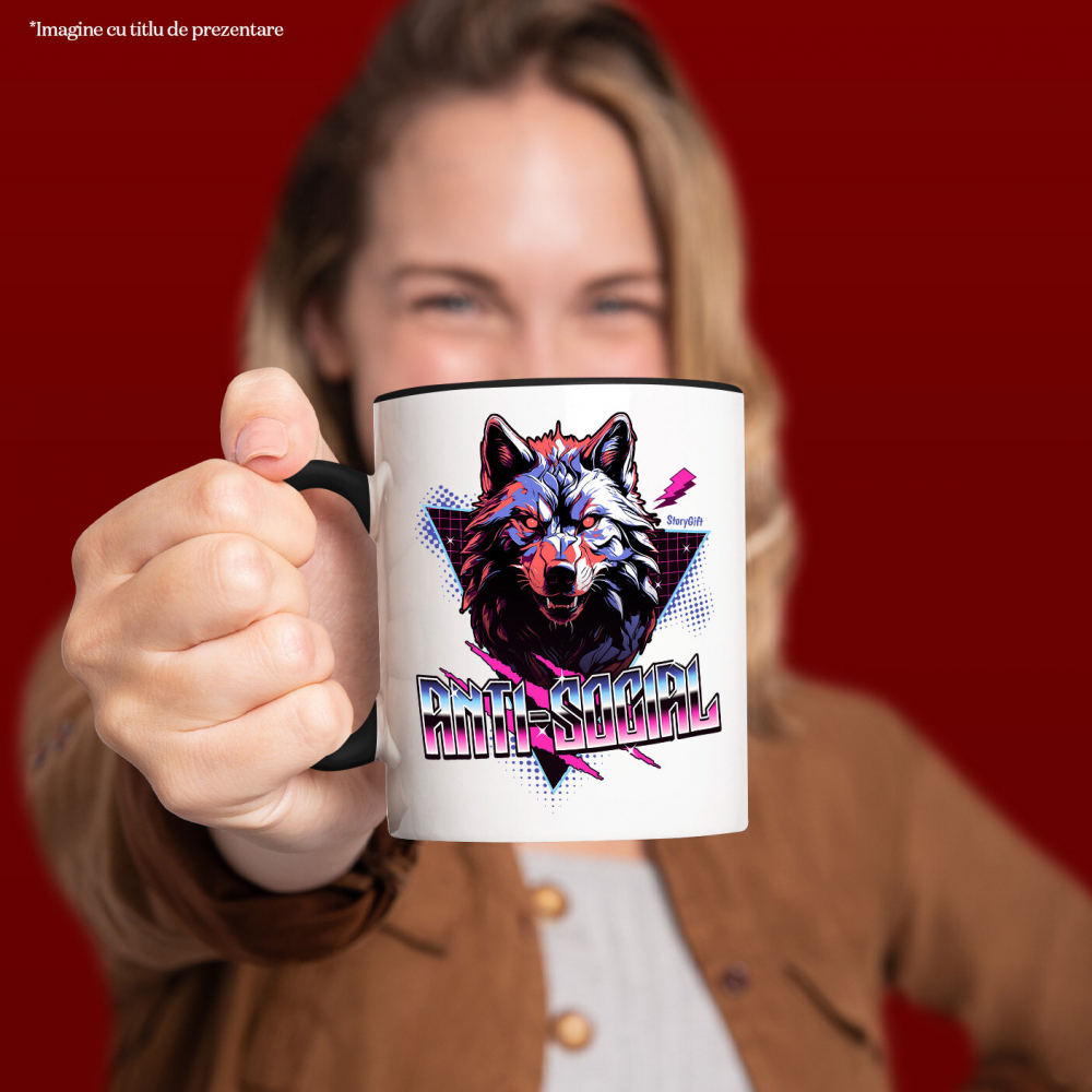 Cana Personalizata „Portret personalizat lup furios cu colți și ochii roșii – Cadouri pentru fani horror” [2]