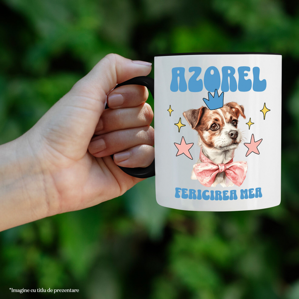 Cana Personalizata Azorel Fericirea Mea – Portret Animat Câine Regal | Cadou Personalizat [2]