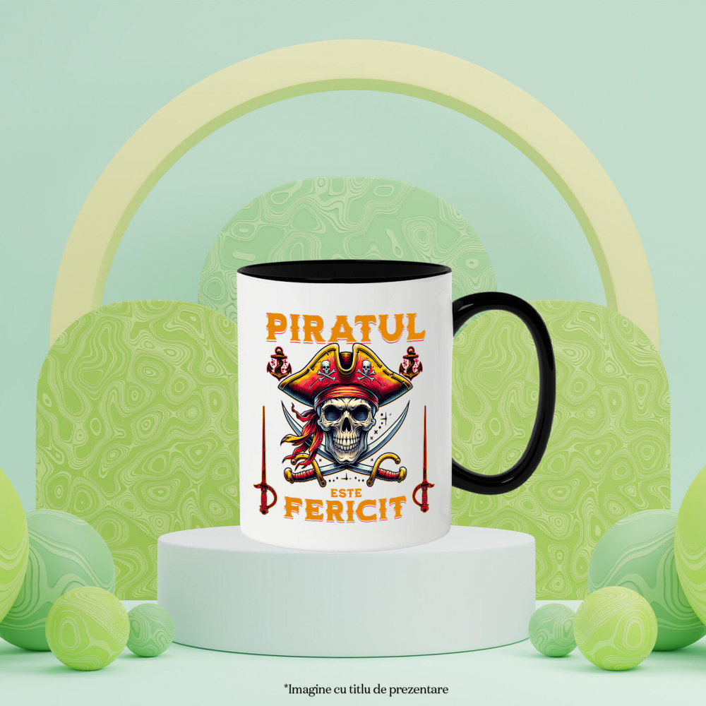 Cana Personalizata Costum Pirat cu Craniu Uman, Palarie și Sabii - Piratul Fericit - Personalizat [3]