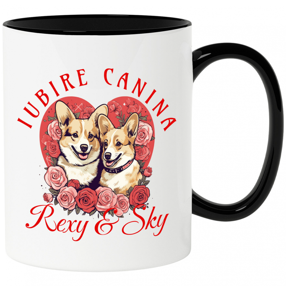 Cana Personalizata Portret Cuplu Câini – Rexy & Sky Valentine's Day | Cadou Personalizat [1]