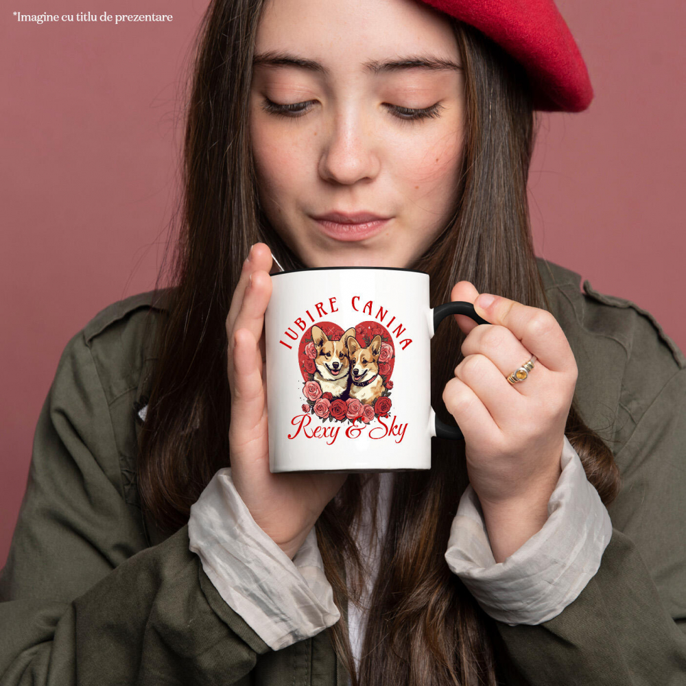 Cana Personalizata Portret Cuplu Câini – Rexy & Sky Valentine's Day | Cadou Personalizat [2]