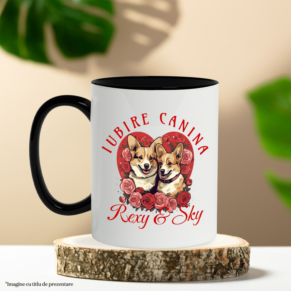 Cana Personalizata Portret Cuplu Câini – Rexy & Sky Valentine's Day | Cadou Personalizat [3]