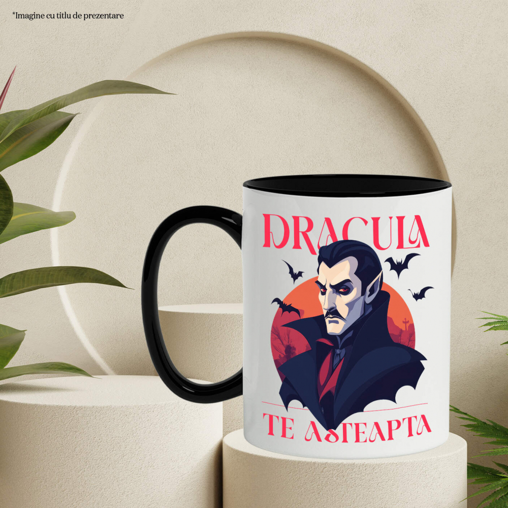 Cana Personalizata Portret Dracula Cu Pelerină | Cadouri Personalizate Halloween Vlad Țepeș [3]