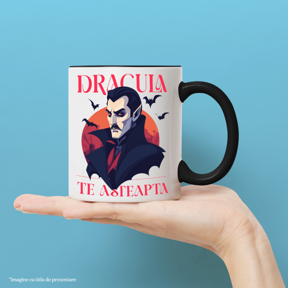 Cana Personalizata Portret Dracula Cu Pelerină | Cadouri Personalizate Halloween Vlad Țepeș [2]