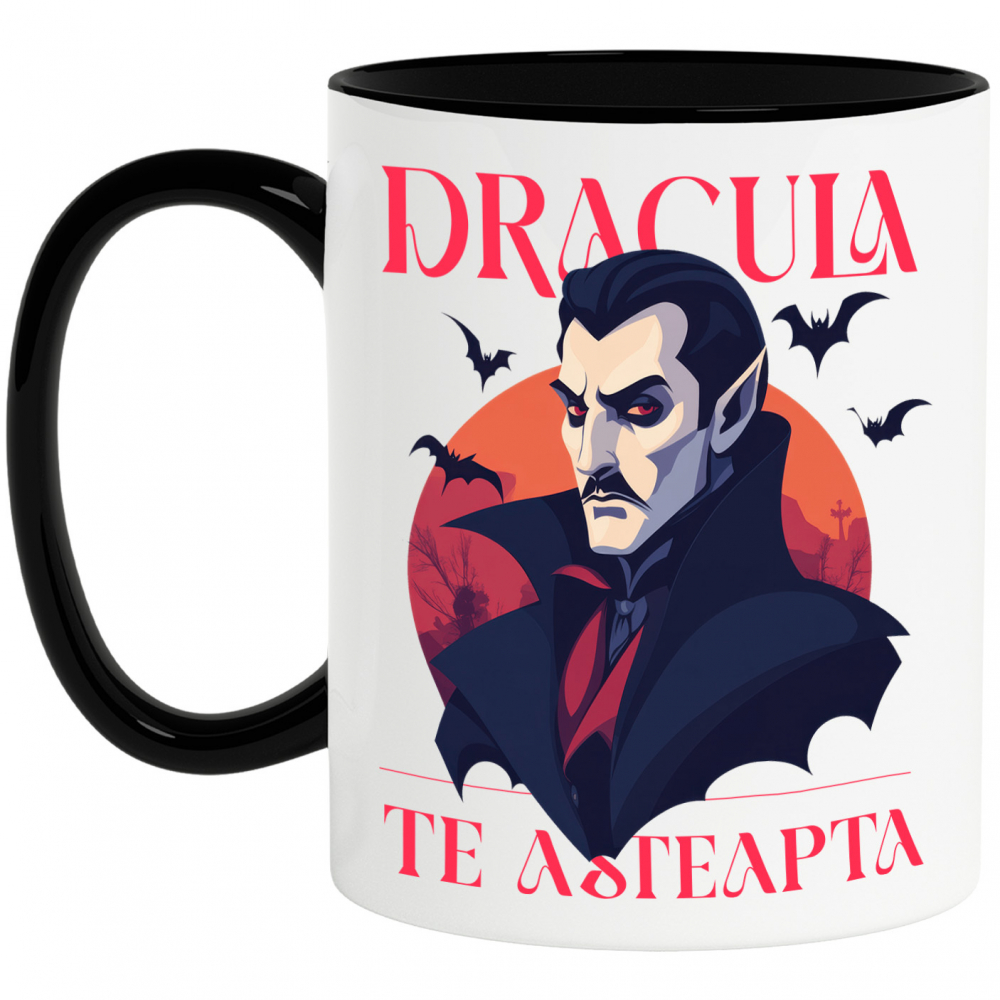 Cana Personalizata Portret Dracula Cu Pelerină | Cadouri Personalizate Halloween Vlad Țepeș [1]
