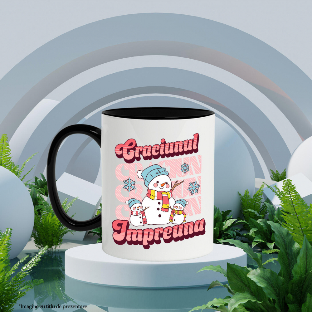 Cana Personalizata Portret Familie cu Oameni de Zăpadă Veseli – Cadouri Personalizate pentru Crăciunul Împreună [3]