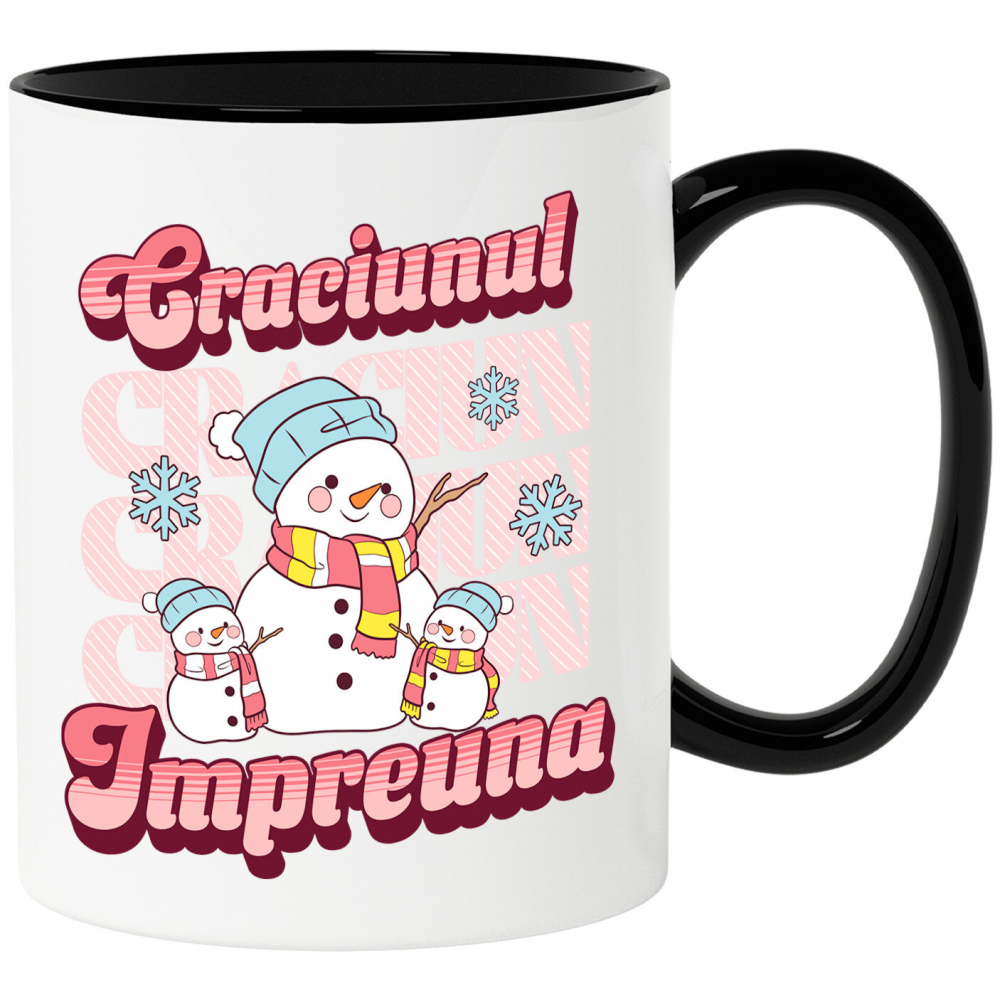 Cana Personalizata Portret Familie cu Oameni de Zăpadă Veseli – Cadouri Personalizate pentru Crăciunul Împreună [1]