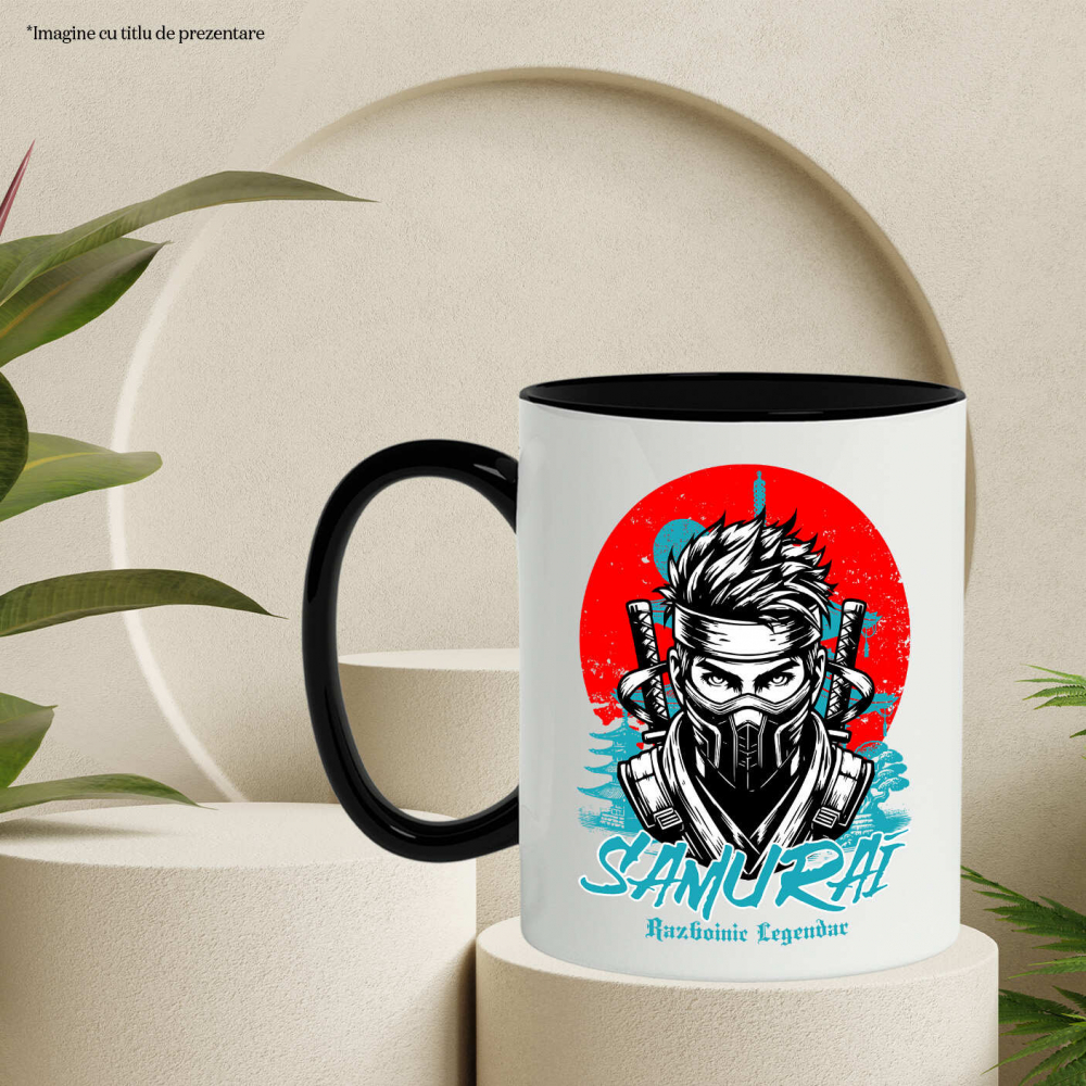 Cana Personalizata Cadouri personalizate – Portret ninja cu mască și sabii, samurai războinic legendar [3]