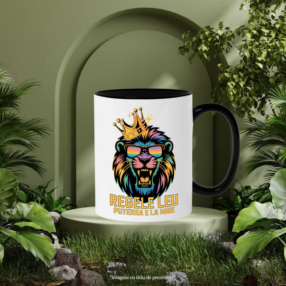 Cana Personalizata Tricou Personalizat Regele Leu Furios cu Ochelari de Soare – "Puterea E La Mine" | Cadou pentru Iubitori de Leu și Putere [3]