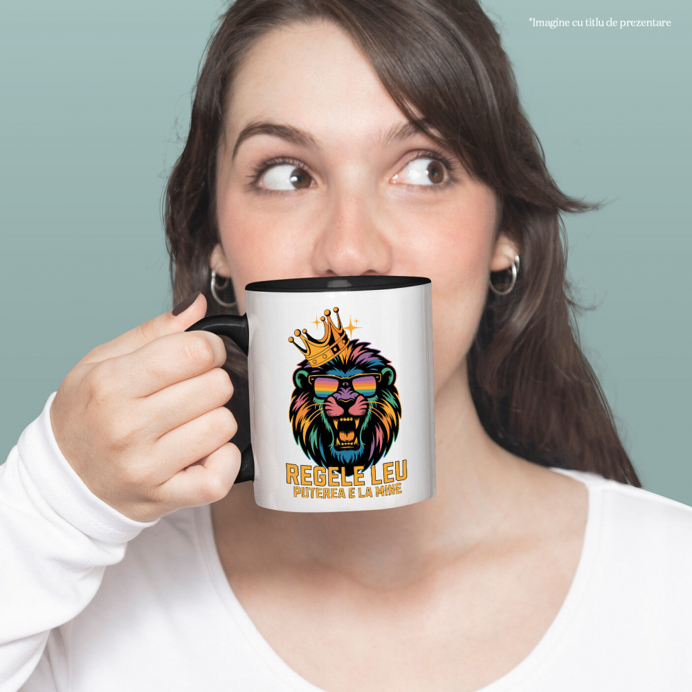 Cana Personalizata Tricou Personalizat Regele Leu Furios cu Ochelari de Soare – "Puterea E La Mine" | Cadou pentru Iubitori de Leu și Putere [2]