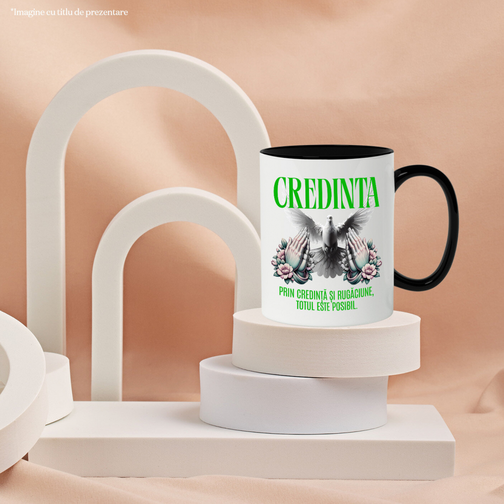 Cana Personalizata "Porumbel Alb – Puritate, Credință și Rugăciune | Totul Este Posibil" [3]