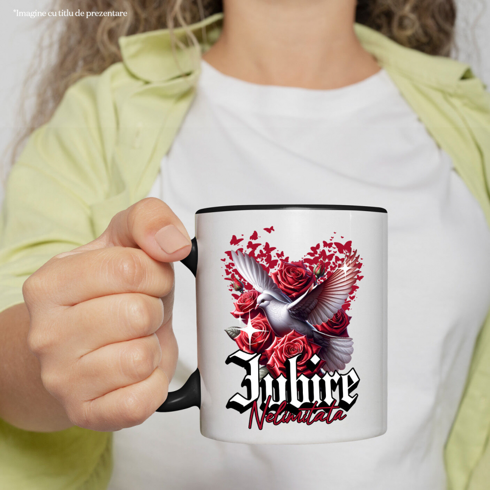 Cana Personalizata „Porumbel Alb Trandafiri Roșii - Cadou Personalizat „Iubire Nelimitată” pentru Ziua Îndrăgostiților, Familie, Copii și Prieteni” [2]