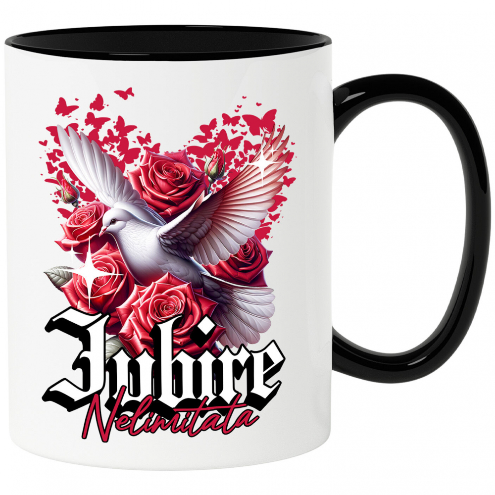 Cana Personalizata „Porumbel Alb Trandafiri Roșii - Cadou Personalizat „Iubire Nelimitată” pentru Ziua Îndrăgostiților, Familie, Copii și Prieteni” [1]