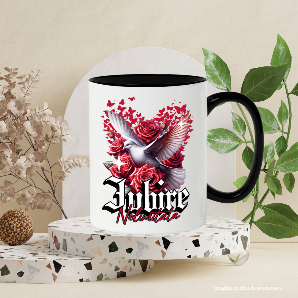 Cana Personalizata „Porumbel Alb Trandafiri Roșii - Cadou Personalizat „Iubire Nelimitată” pentru Ziua Îndrăgostiților, Familie, Copii și Prieteni” [3]