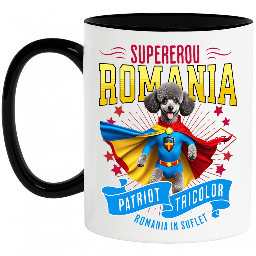 Cana Personalizata Pudel în Costum de Căpitan România – Cadou Personalizat pentru Iubitorii de Câini [1]