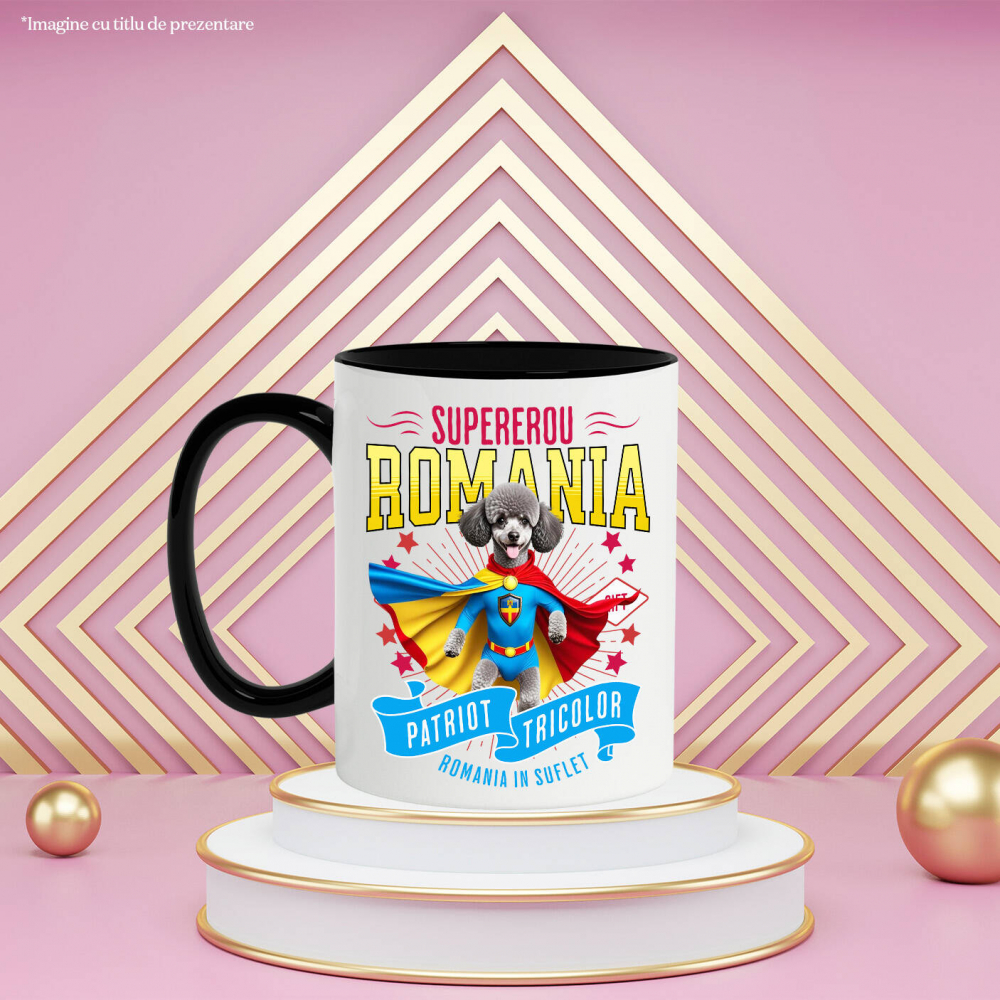 Cana Personalizata Pudel în Costum de Căpitan România – Cadou Personalizat pentru Iubitorii de Câini [3]