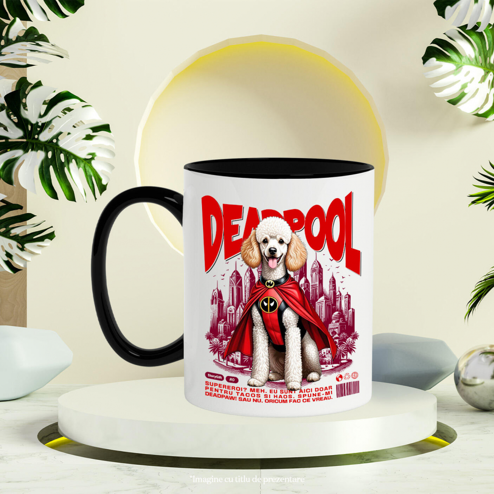 Cana Personalizata Pudel în Costum Deadpool - Cadou Personalizat pentru Copii și Familie [3]