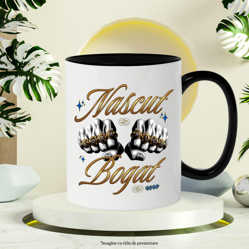 Cana Personalizata Pumnale din Aur cu Mesaj „Născut Bogat” – Cadou Puternic și Simbolic pentru Tati, Prieteni, Succes Financiar [3]