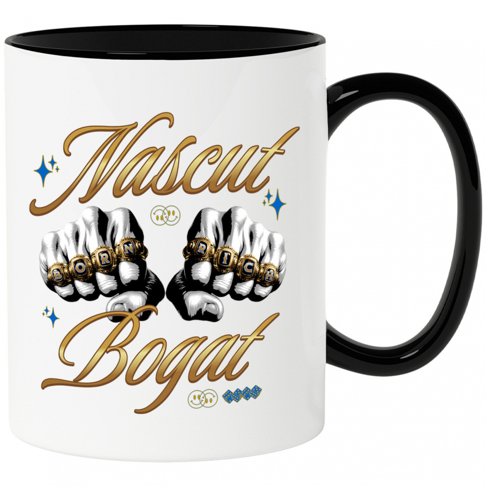 Cana Personalizata Pumnale din Aur cu Mesaj „Născut Bogat” – Cadou Puternic și Simbolic pentru Tati, Prieteni, Succes Financiar [1]