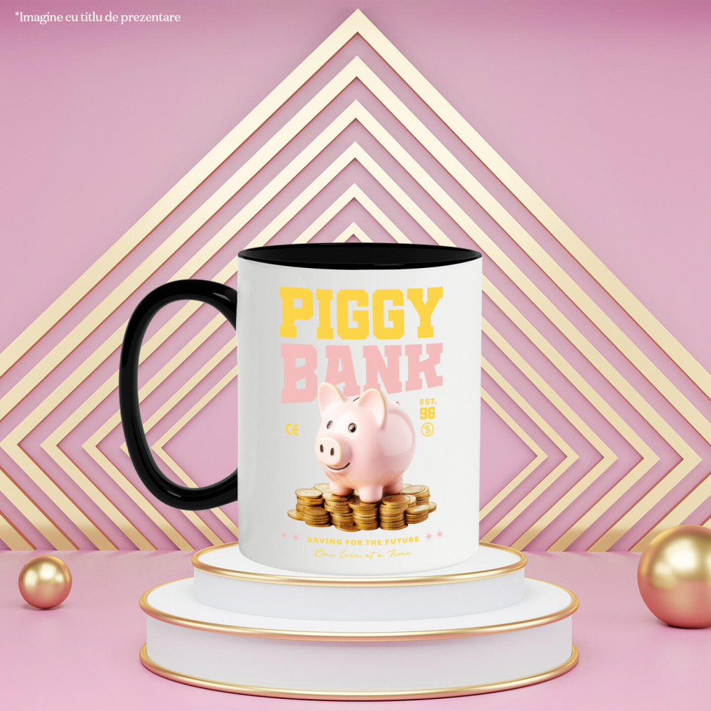 Cana Personalizata Pusculiță Porc cu Bani – Piggy Bank cu Monede de Aur și Bancnote pentru Investiții [3]