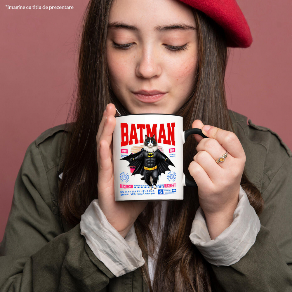 Cana Personalizata Pisica Ragdoll în Costum de Batman – Un Supererou Adorabil pentru Copii și Iubitorii de Pisici [2]