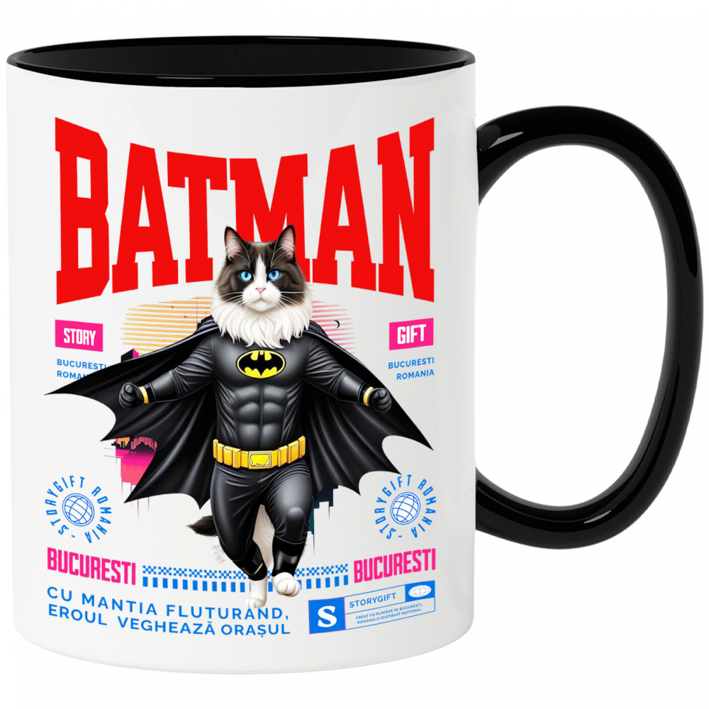 Cana Personalizata Pisica Ragdoll în Costum de Batman – Un Supererou Adorabil pentru Copii și Iubitorii de Pisici [1]