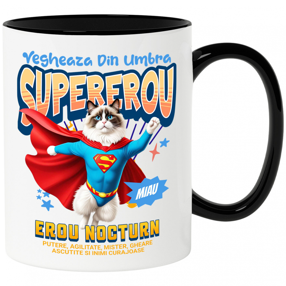 Cana Personalizata Pisică Ragdoll Supererou – Design Personalizat pentru Iubitorii de Animale și Familie [1]