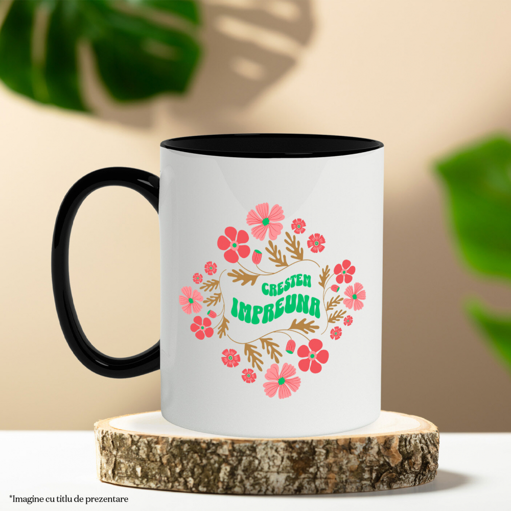 Cana Personalizata Rama Foto cu Flori Colorate | Cadou Personalizat Creștem Împreună | Dragoste și Natură [3]