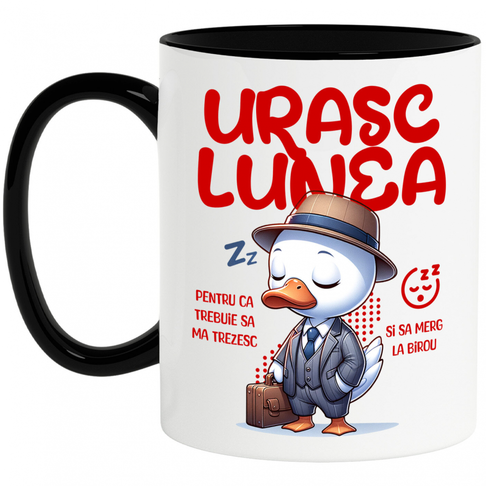 Cana Personalizata Rață Haioasă la Birou – Costum Elegant, Pălărie, Servietă și Umor Corporatist [1]