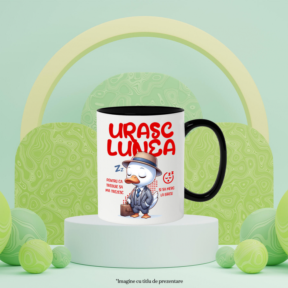 Cana Personalizata Rață Haioasă la Birou – Costum Elegant, Pălărie, Servietă și Umor Corporatist [3]