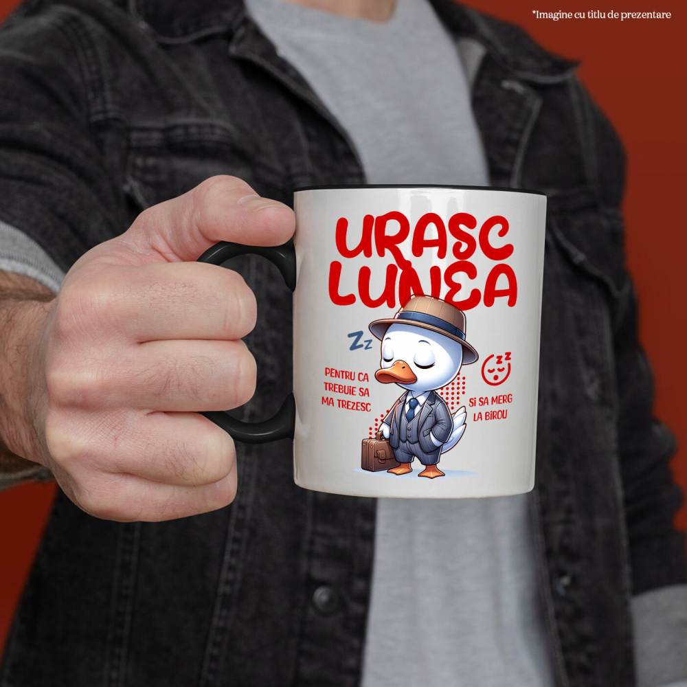 Cana Personalizata Rață Haioasă la Birou – Costum Elegant, Pălărie, Servietă și Umor Corporatist [2]