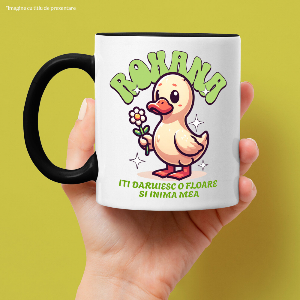 Cana Personalizata Rata cu Floare Margaretă - Cadou Personalizat pentru Valentine's Day și Dragoste [2]