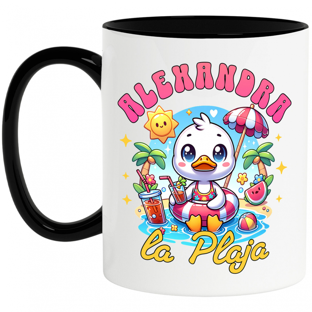 Cana Personalizata Rață Albă cu Colac și Cocktail – Cadou Personalizat pentru Vacanță și Copii [1]