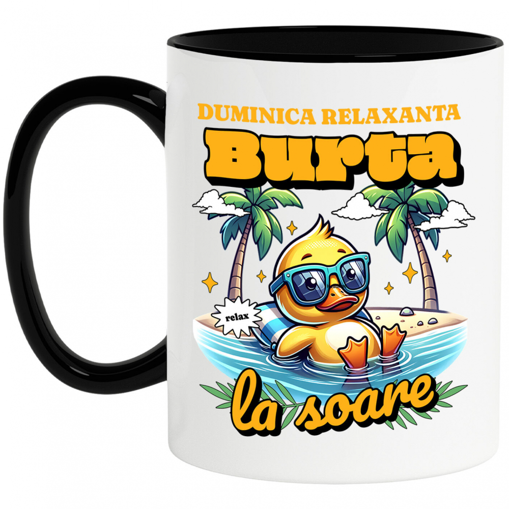 Cana Personalizata "Produse personalizate pentru vacanță – Rățușca galbenă cu ochelari de soare la plajă în apă" [1]