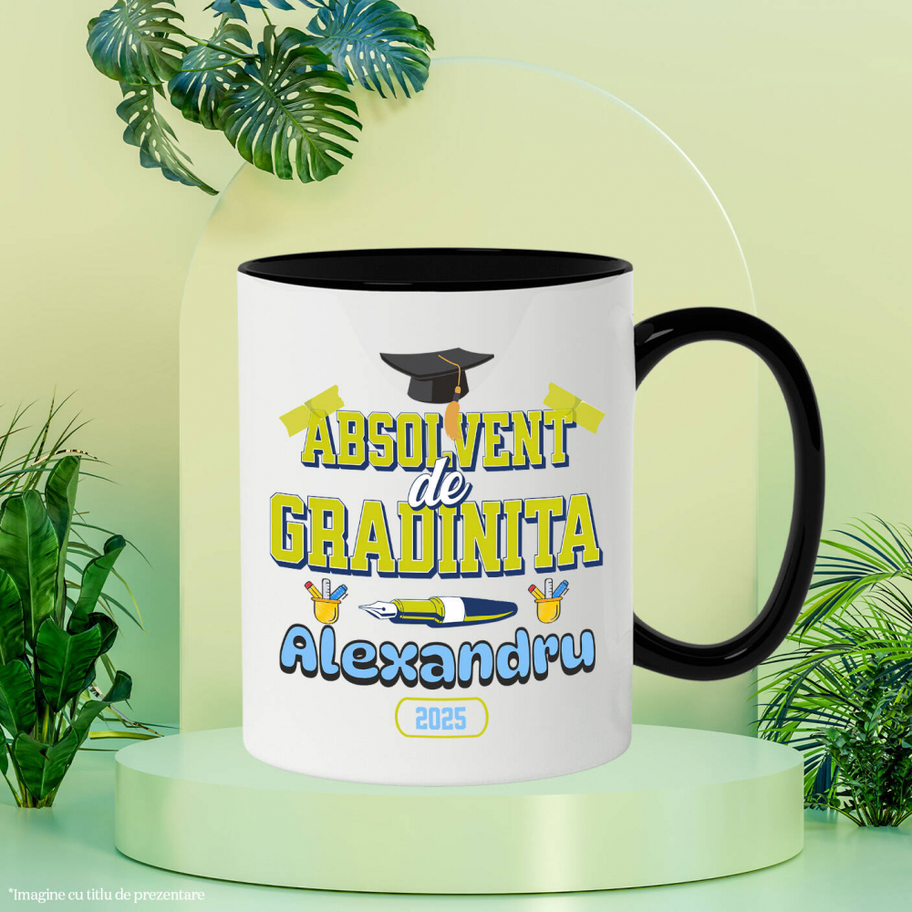 Cana Personalizata Rechizite Școlare Personalizate & Toca Absolvire pentru „Absolvent de Grădiniță Alexandra” [3]