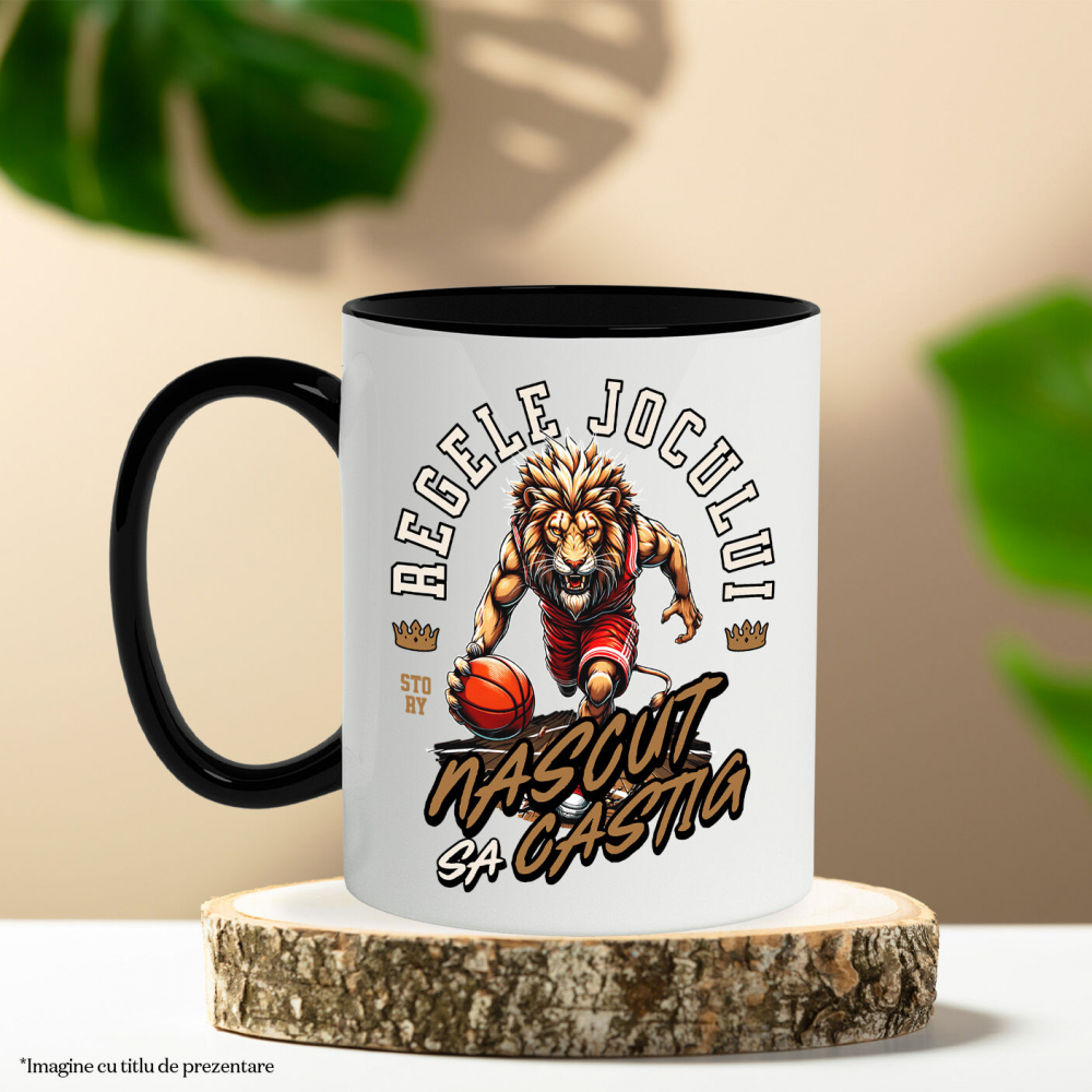 Cana Personalizata Leul Furios – Jucător de Baschet în Meci Intens | Design Sportiv [3]