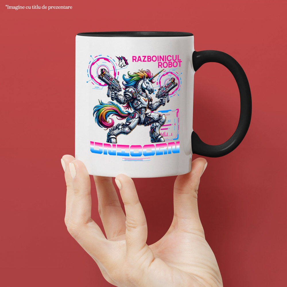 Cana Personalizata Robot Unicorn cu Arme și Coamă Multicolor - Razboinicul Unicorn [2]