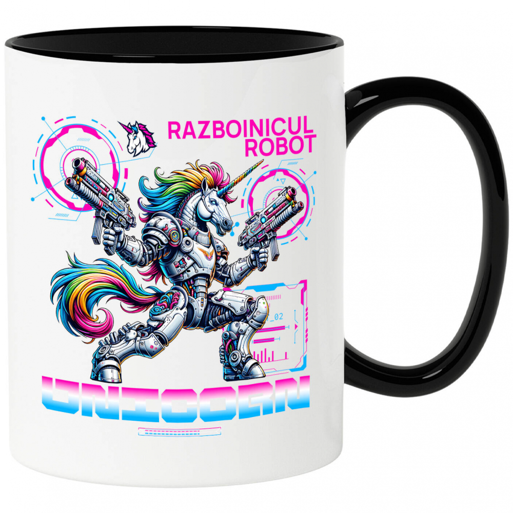Cana Personalizata Robot Unicorn cu Arme și Coamă Multicolor - Razboinicul Unicorn [1]